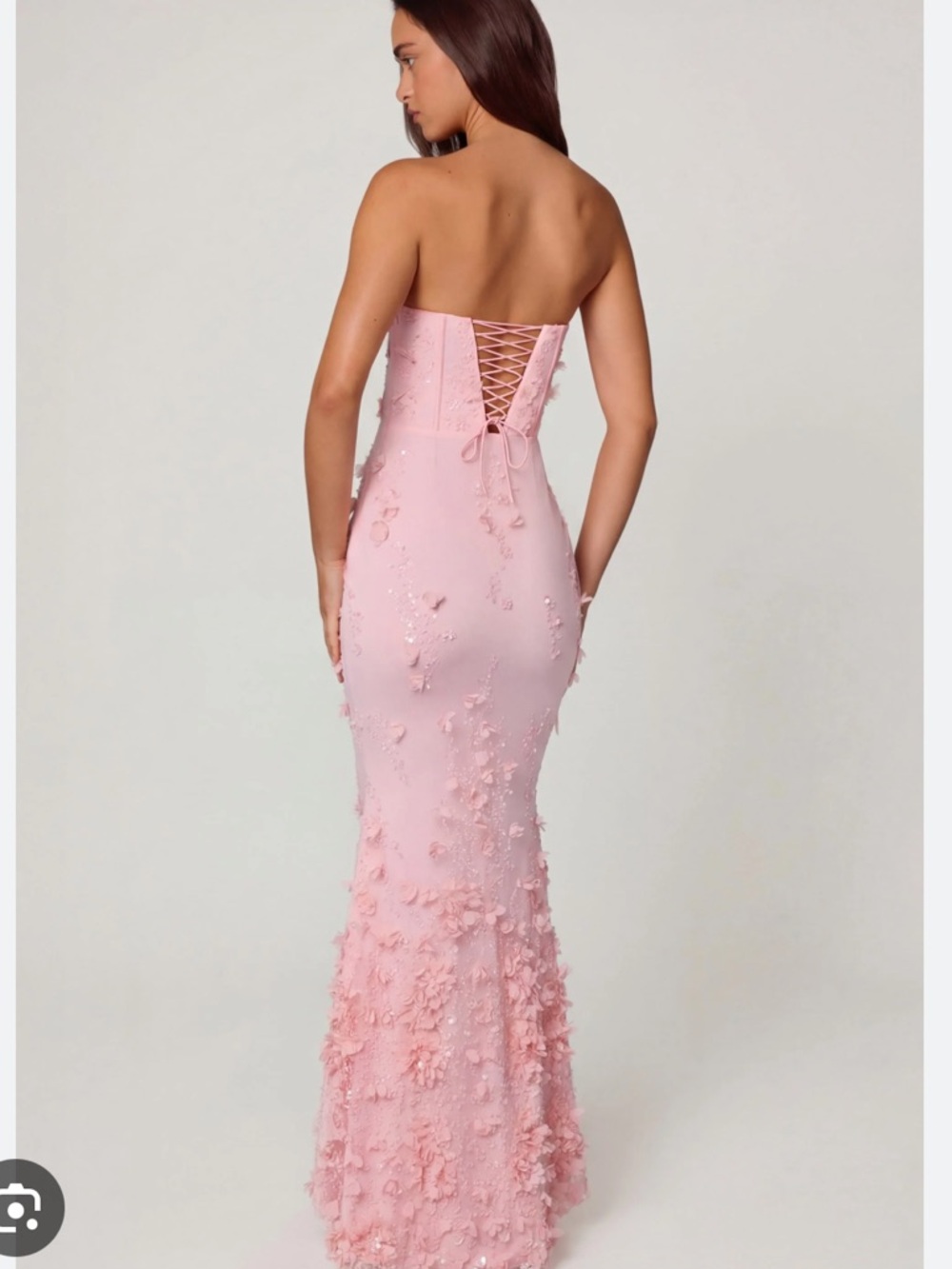 Oh Polly Soft Pink Lace-Up Corset Maxi Gown - Picture 2 of 5